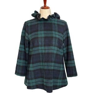 Tuckrtnuck Blackwatch Plaid Faye Blouse size Medium wool + polyester NWOT M
